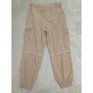 American Eagle Pants Womens 8 Beige Jogger Cargo Corduroy Elastic Y2K Baggy